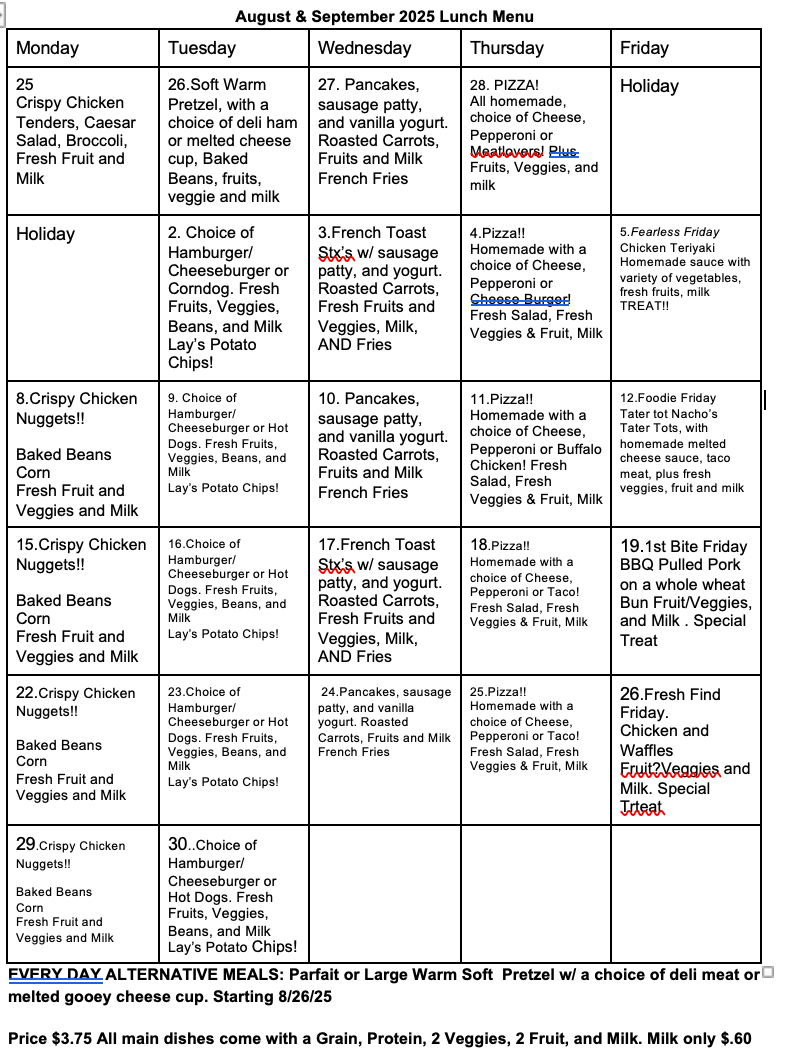 lunch menu